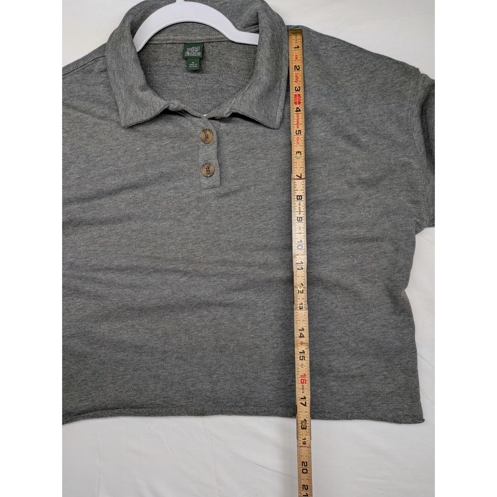 Wild Fable Womens XL Gray Cropped Polo Sweatshirt Long Sleeve Henley NWT - Picture 2 of 5